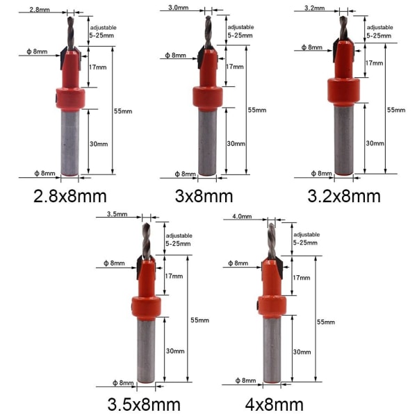 Borkrone Trebearbeidingsverktøy 4X8MM 4x8mm