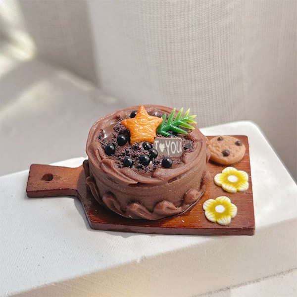 Miniature frugtkage med bakke Dukkehus Køkkenlegetøj 3 3 3