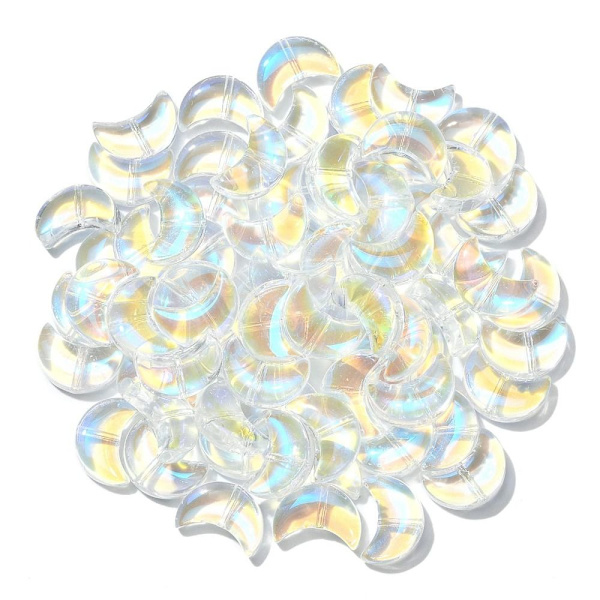 100st Moon Shapes Beads Glaspärlor Clear AB Color Beads