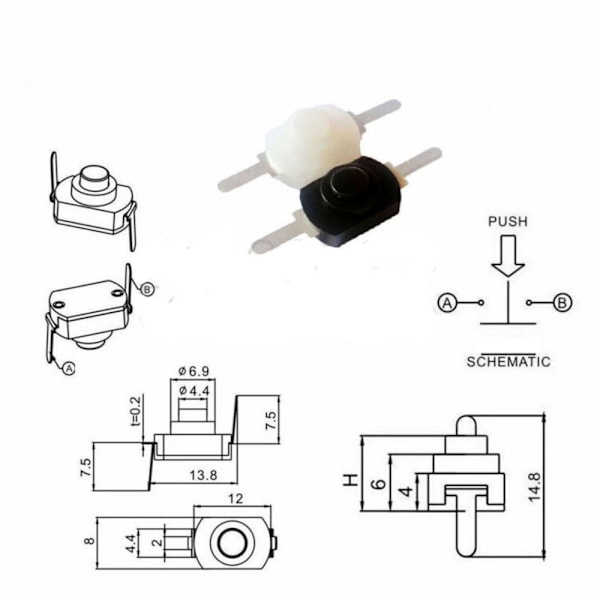Push Button Switch Taskulamppukytkin VALKOINEN white