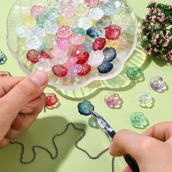 100st transparenta blompärlor glaspärlor
