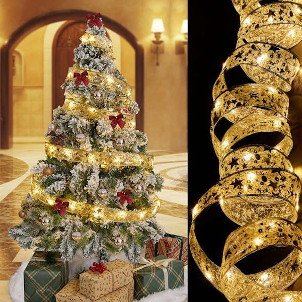 30LED LED Lys Julebånd Bånd Sløjfer Lys GULD gold multicolour-multicolour