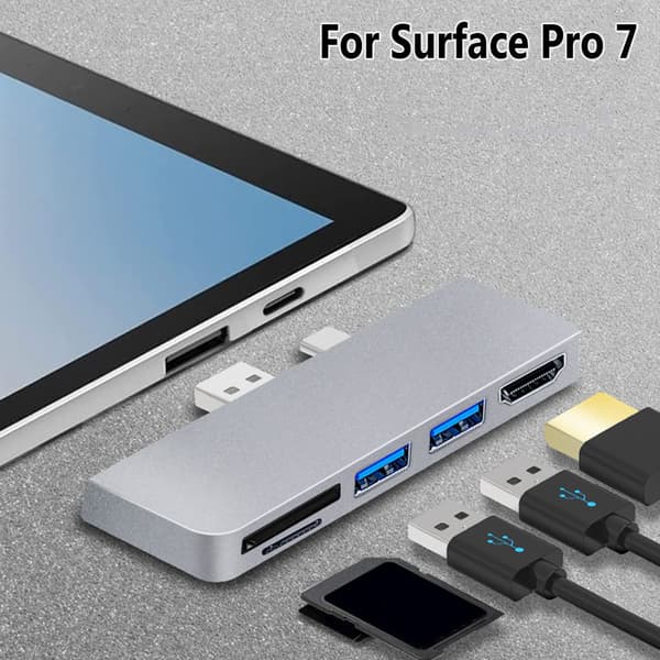 Dockningsstation USB 3.0 HUB för Microsoft Surface Pro 7 Black