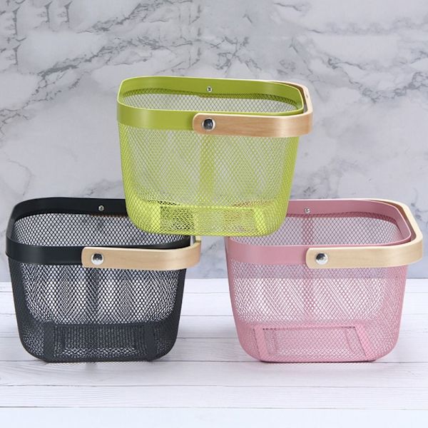 Metal Mesh Stål Kurv Opbevaring Organizer Kurv SORT Black