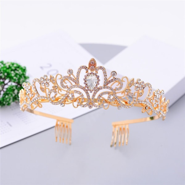 Hopeinen Tiara Crown Crystal -pääpanta GOLD AB GOLD AB Gold AB