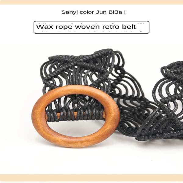 Hollow Spänne Bälte Etnisk stil Bälte KAFFE Coffee