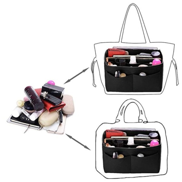 Filt-indsatstaske Make-up Organizer SORT 34*18*17CM 34*18*17CM black 34*18*17cm-34*18*17cm