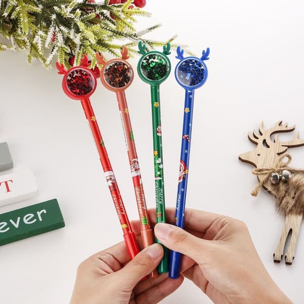 4ST Christmas Neutral Pens Älg Paljetter Penna MULTICOLOR multicolor