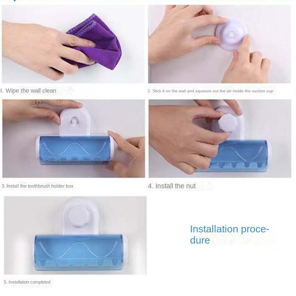 2 Stk Tandbørsteholder Tandbørstestativ Tandbørsteopbevaring Blue 2Pcs-2Pcs