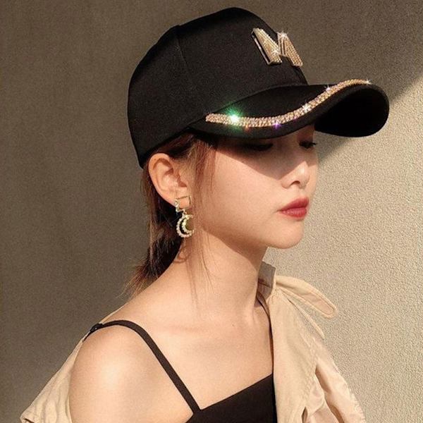 Rhinestones Baseball Caps Peaked Cap SORT M SORT M Black M