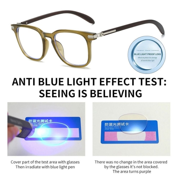 Anti-Blue Light Briller Firkantede Briller SORT Black