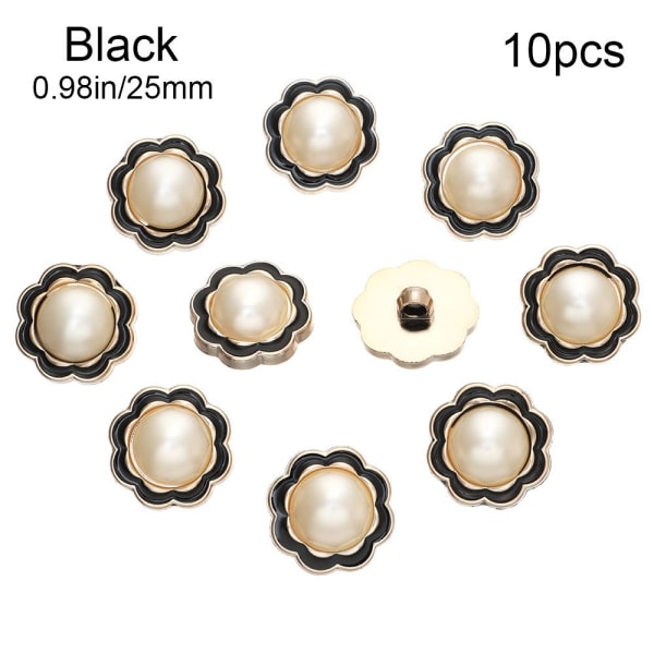 10st Pearl Kläder Knappar Skjorta Knappar SVART 25MM 25MM black 25mm-25mm