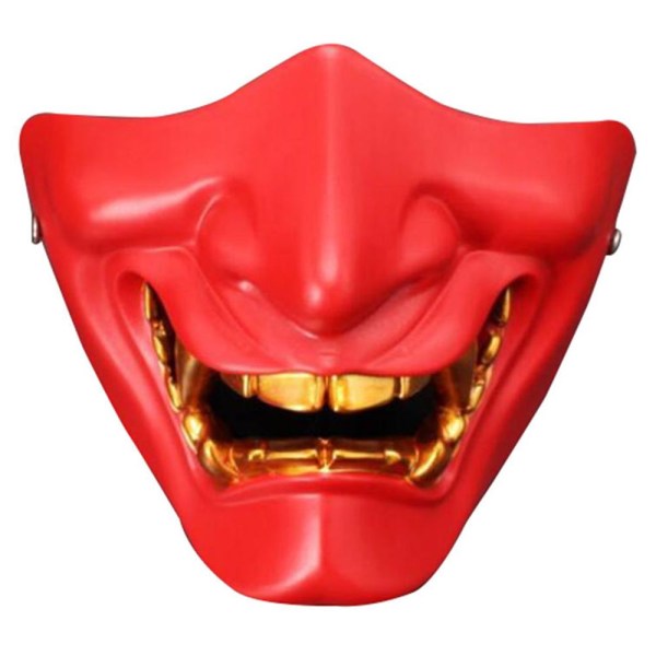 Cosplay Mask Game Half Face Airsoft Oni Mask Halloween Mask RÖD red