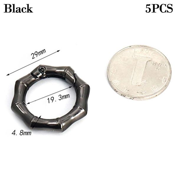 5 st Spring Polygon-Ring Spännen Karbinhake Handväskor Handväskor Black 29mm