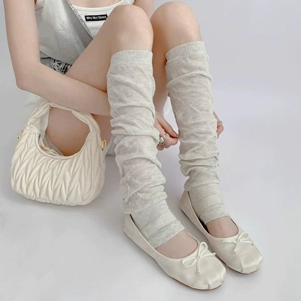 1Pari Polvisukat Pile Up Socks KHAKI Khaki