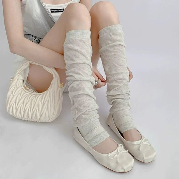 1Pari polvisukat Pile Up -sukat VAALEANHARMAA Light Gray
