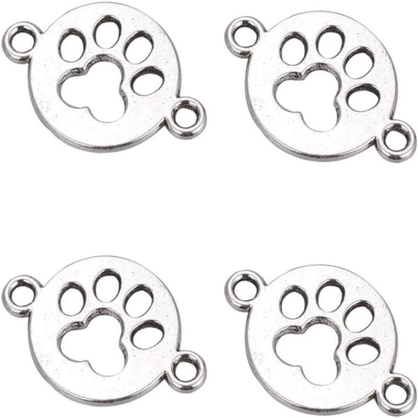 Print Charm Cat Foot print Charm Platt rund legering