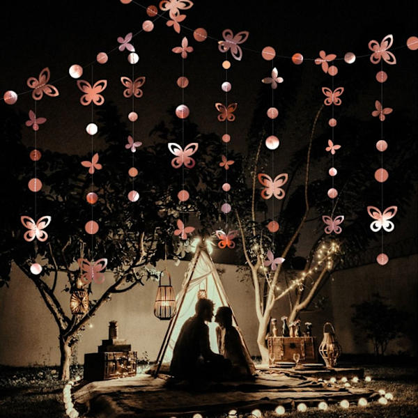 Riippuvat värikkäitä bannerit Star Butterfly Garland ROSE GOLD rose gold 3m-butterfly-3m-butterfly