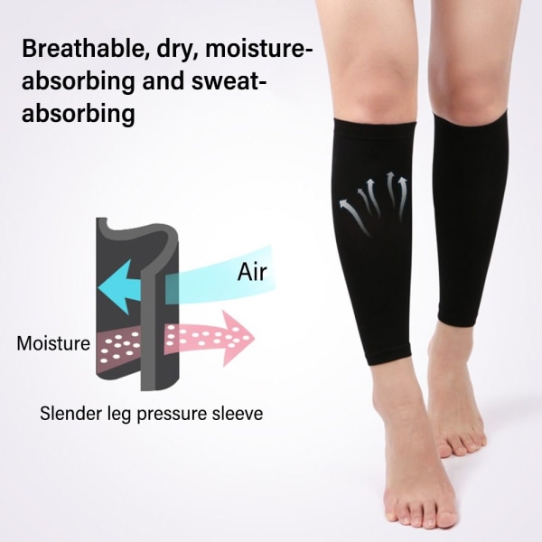 1 par Sport Vadstöd Fotlösa kompressionsstrumpor SVART-XL Black-XL