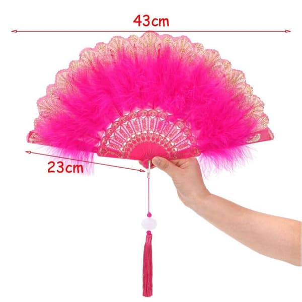 Feather Folde Fan Party Decor BLÅ blue