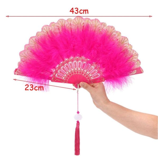 Feather Folding Fan Party Dekor HVIT white