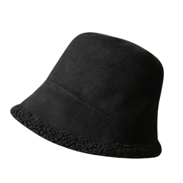 Plysch Bucket Hat Fisherman Cap SVART Black
