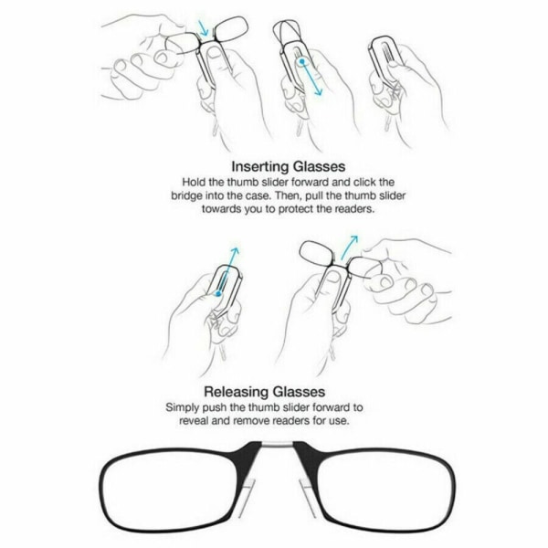 Mini Nenäpidike Kannettava Kehyksetön Lukulasit Rimless 250 250