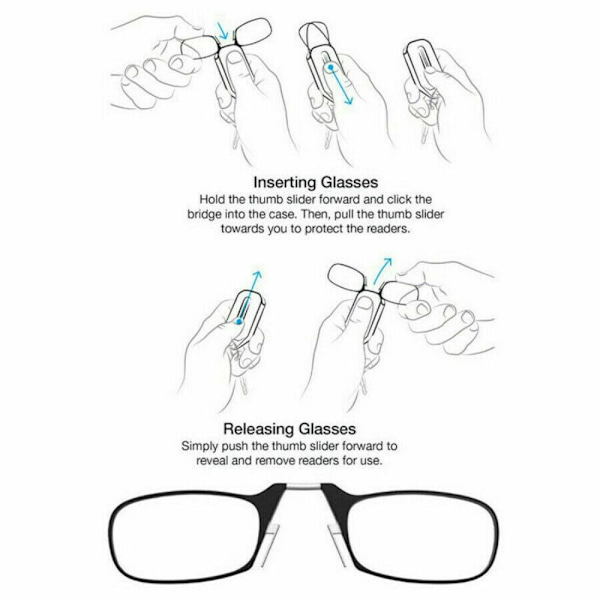 Mini Nose Clip On Portable No Frame Läsglasögon Rimless 100 100