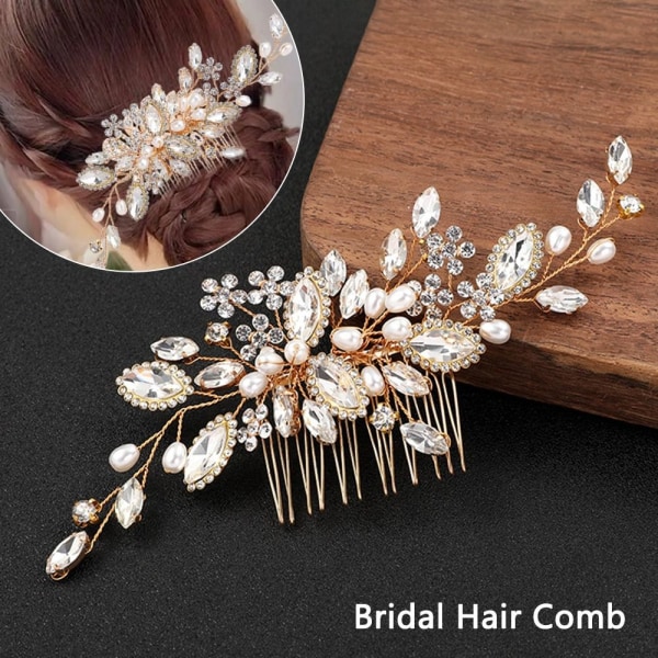 Morsiamen hiuskampa Crystal Hair Comb GOLD Gold
