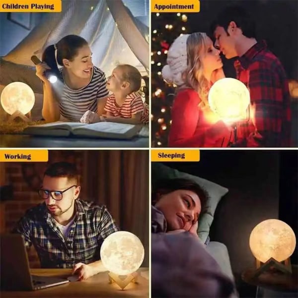 3D Månelampe LED Nattlys 8CM 8CM 8cm