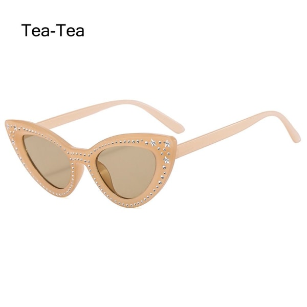 Cat Eye Solglasögon för kvinnor Diamantsolglasögon TEA-TEA TEA-TEA Tea-Tea