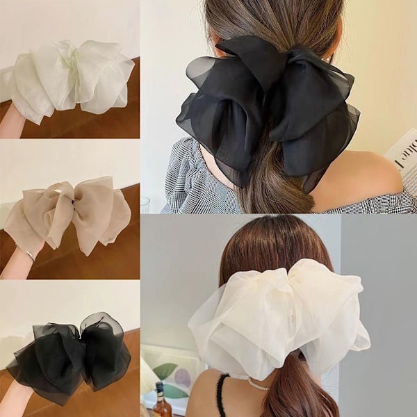 Bow Hairpin Ponytail Spring Clip MUSTA black