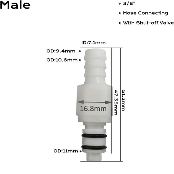 2 STK Quick Connector Quick Shut-Off Slangesamlingsrørforbindelse
