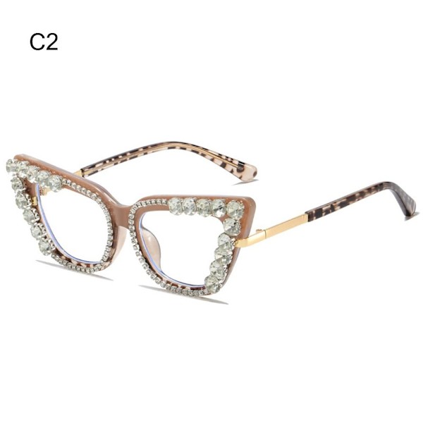 Kvinders Rhinestone Cat Eye Clear Lens Briller Damebriller C2