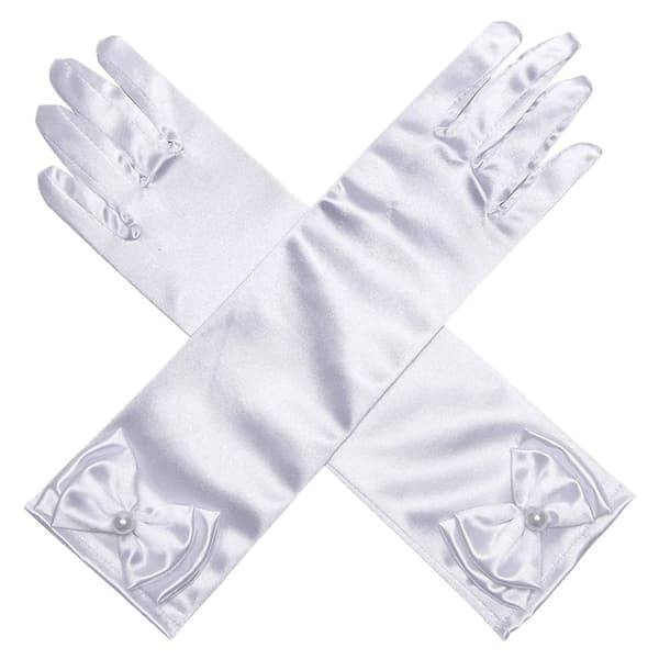 Barn Långa Handskar Full Finger Vantar VIT white