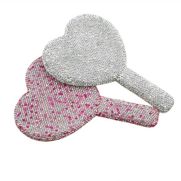 Rhinestone Handheld Mirror Rhinestone Makeup Mirror SQUARE square white