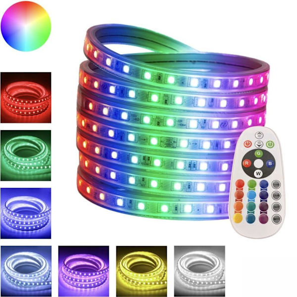 10M RGB LED Strip fjernbetjeningssæt med Switch LED Tape 10M