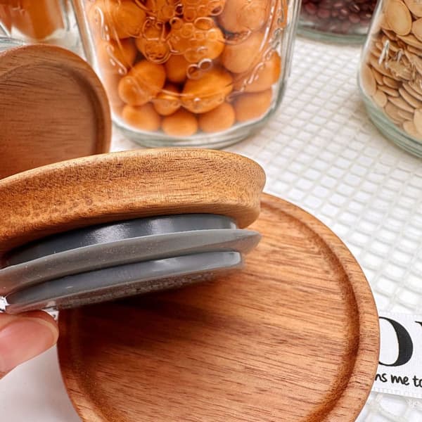 6st Bred Mun Trä Förvaringslock Set Solid Wood Lock för 1pcs