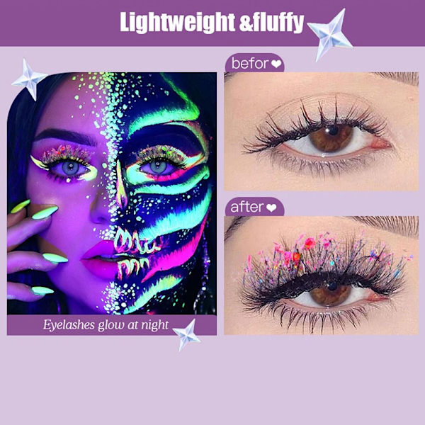 7 Par Glitter Lashes Night Luminous False Eyelashes NIGHT7-3 Night7-3