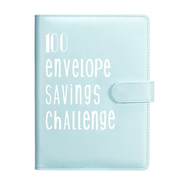 100 Days Envelope Challenge Binder Savings Book BLÅ blue
