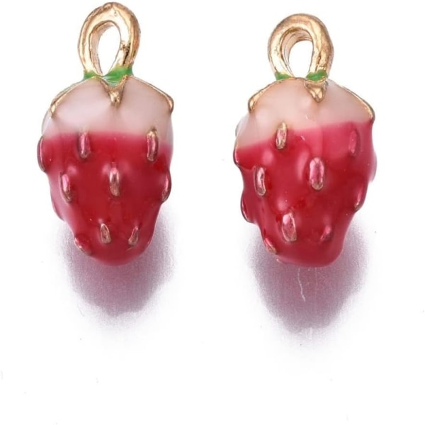 20 Stk Strawberry Charms Emalje Frugt Vedhæng Charms Hawaii 3D