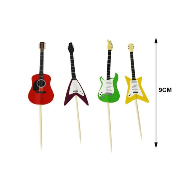 24 st Gitarr Cupcake Toppers Gitarr Party Dekorationer Födelsedag