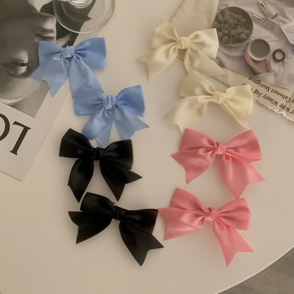 6st Bow Hårklämmor Bowknot Hårstänger VIT white