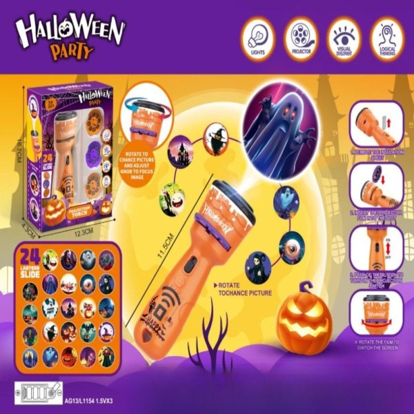 Halloween lommelykter Interactive Projector Torch Learning