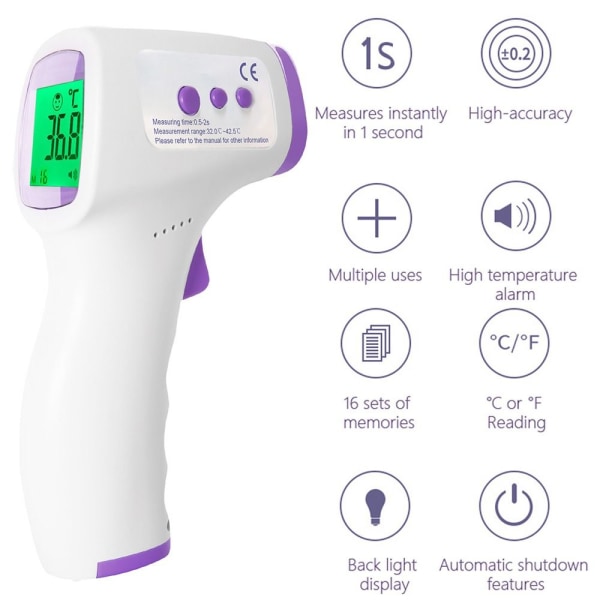 Infrarød pannetermometer Digitalt termometer for voksne