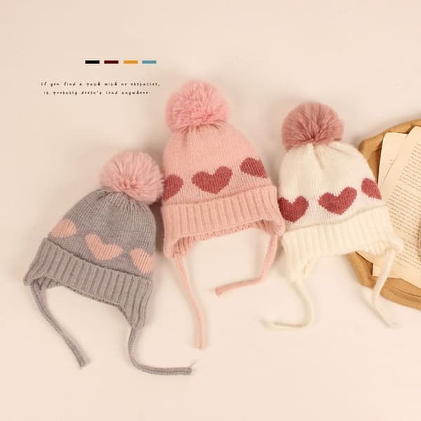 Strikket lue for barn Beanie Cap HVIT White