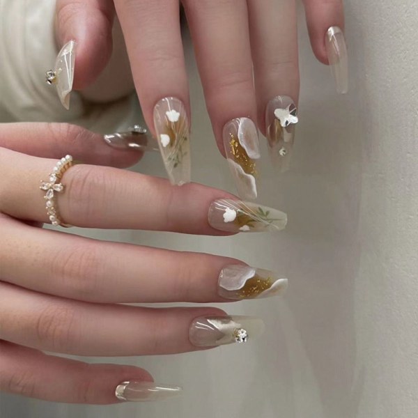 Fake Nails Long French 2 2 2