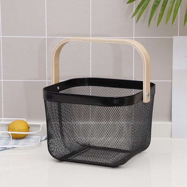 Metal Mesh Stål Kurv Opbevaring Organizer Kurv SORT Black