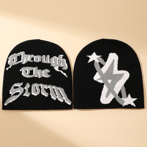 Knitting Cap Hat Pipo Bonnet MUSTA&HARMAA black&grey