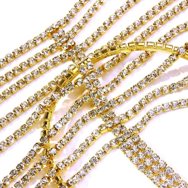 Rhinestone Head Chain Huvudbonad Crystal Chain Pannband SILVER silver